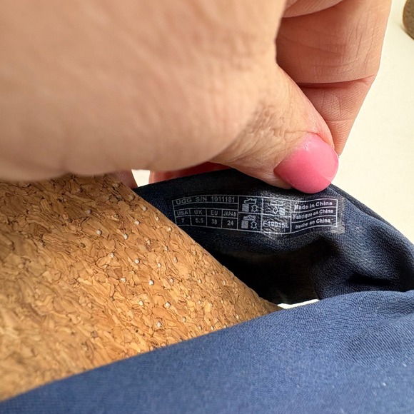 UGG Trina Navy Blue Espadrille Wedge Sandals Knotted Ankle Tie 1011181 Womens 7 - Picture 7 of 10